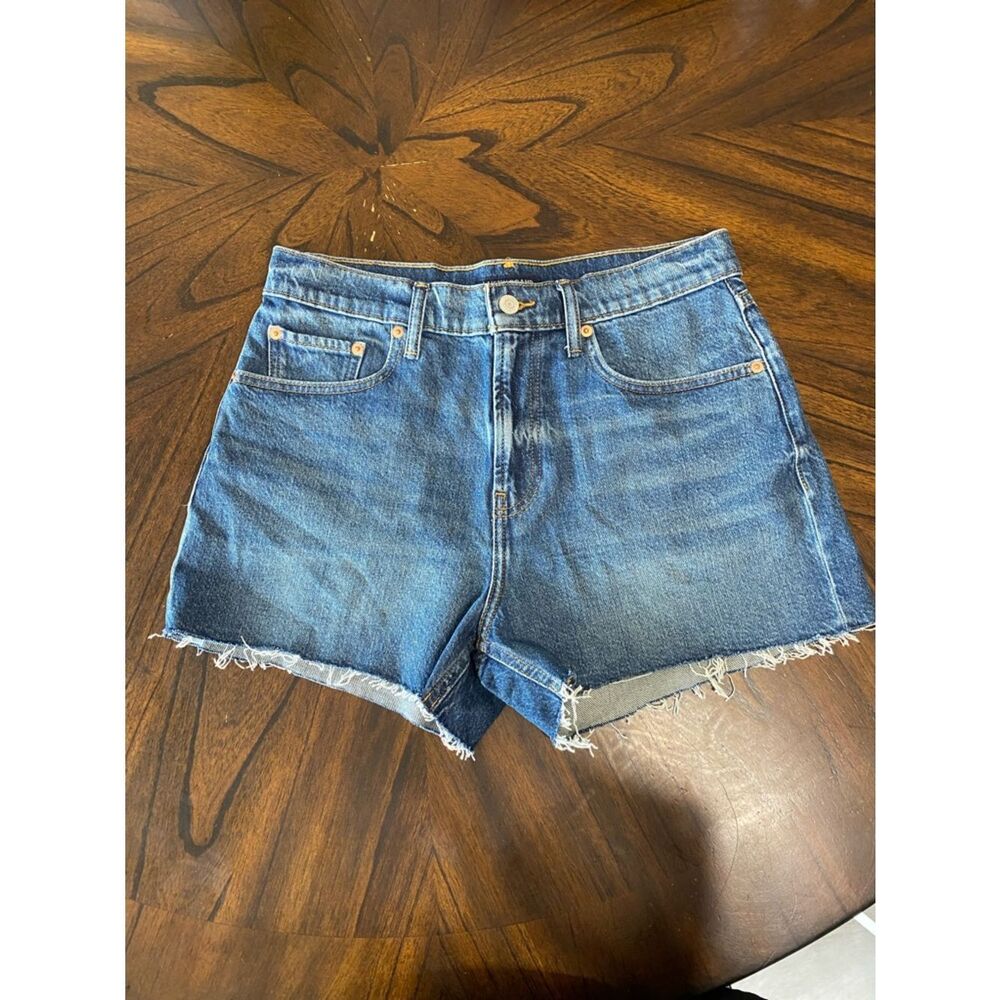 Lucky Brand Washed Blue High-Rise Frayed Hem Denim Shorts